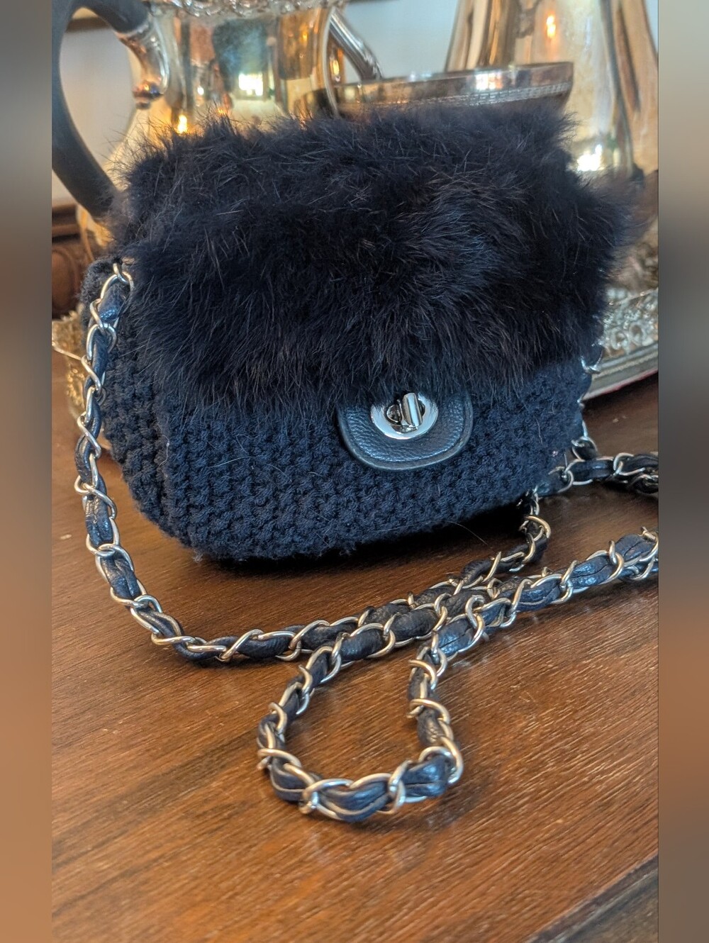 Muche‎ Et Muchette Faux Fur Knit Crossbody Bag